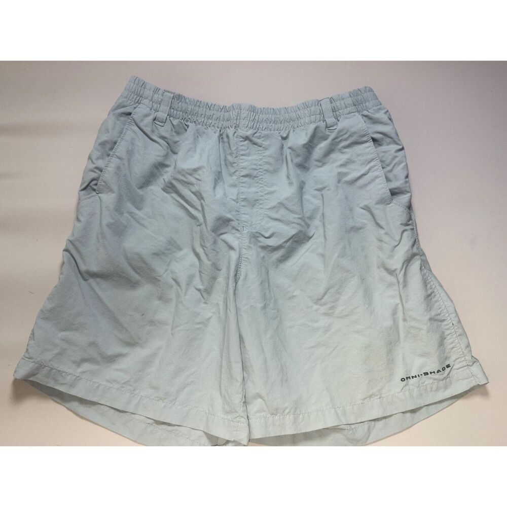 Columbia PFG Boys XL 18-20 Omni Shade Fishing Shorts Light Blue Youth